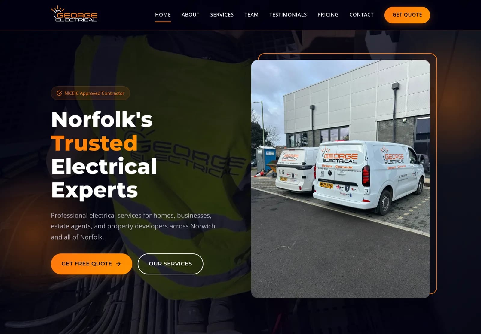 George Electrical, a Norfolk electrical contractor's website built by Arcscribe